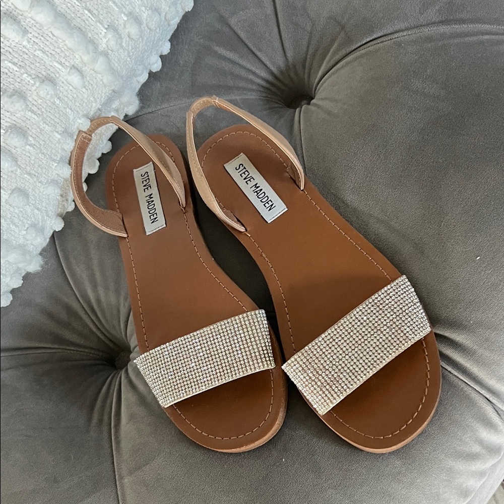 Steve Madden Rose Gold Rhinestone Strap Slingback Sandals